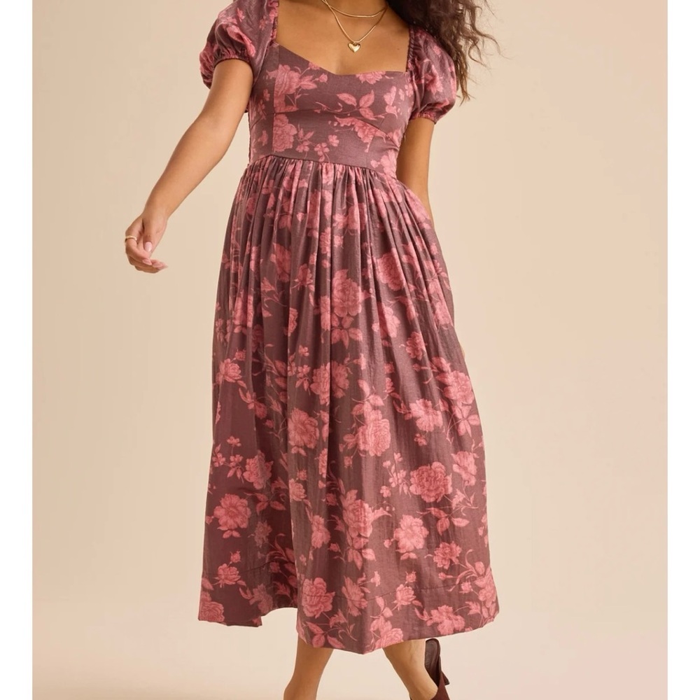 NEW Altar’d State Chocolate Floral Midi Dress Size Small Available NWT